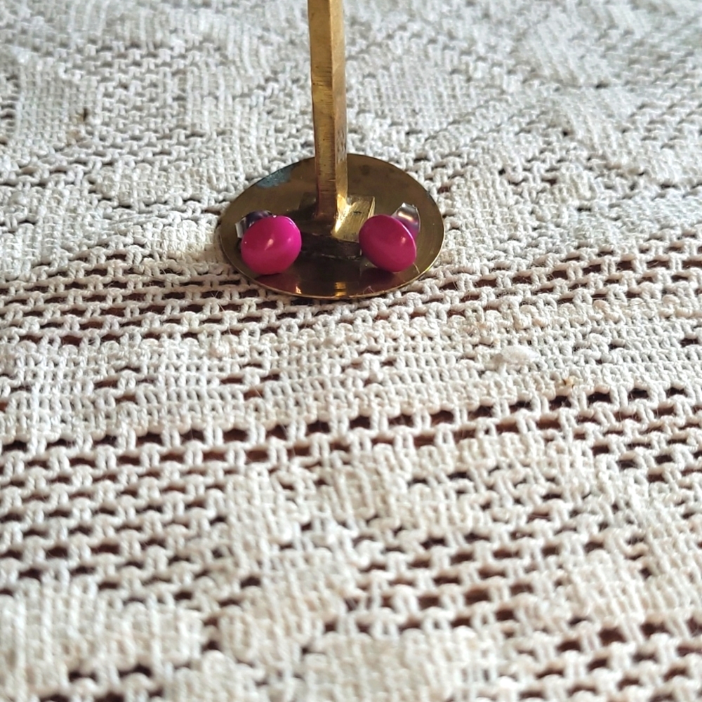 Magenta button earrings